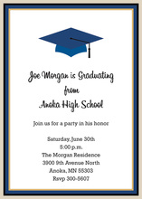 Navy Grad Caps Graduation Invitations