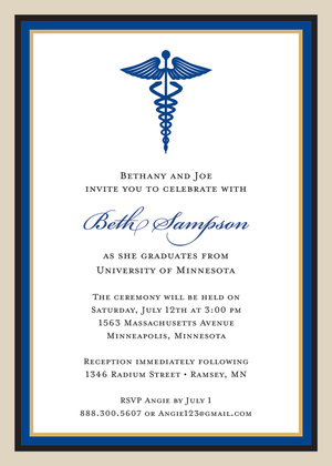 Maroon Khaki Medical Study Graduation Invitations