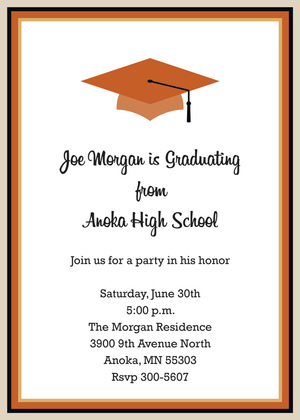 Maroon Khaki Graduation Cap Invitation