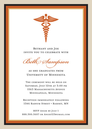 Maroon Khaki Medical Study Graduation Invitations
