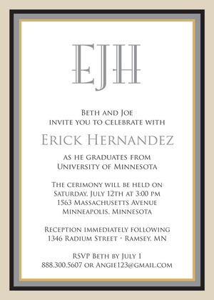 Maroon Khaki Border Invitations