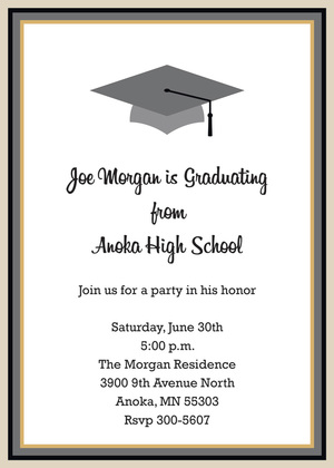 Burnt Orange Khaki Graduation Cap Invitation