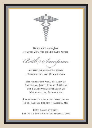 Navy Khaki Medical Study Graduation Invitations