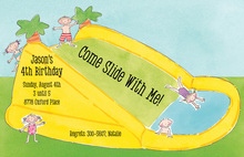 Blue Water Slide Birthday Party Invitations