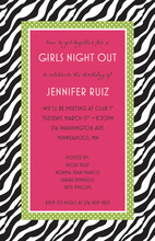 Fun Zebra Night Hot Pink Invitation