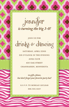 Pink Diva Zebra Invitations