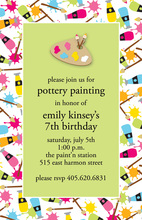 Bright Colorful Paint Pallet Birthday Party Invitations