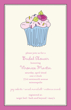 Pink Rose Cupcake In Pink Border Party Invitations