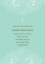 Aqua Filigree Religious Invitations