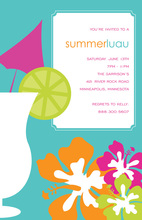 Elegant Luau Cocktail Teal Backdrop Invitations