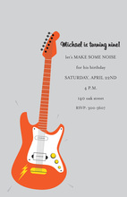 Gray Teen Guitar Birthday Invitations