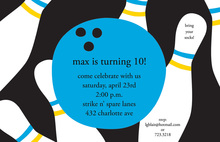 Blue Birthday Bowling Party Invitations