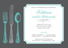 Aqua Fork Spoon Rehearsal Dinner Invitations