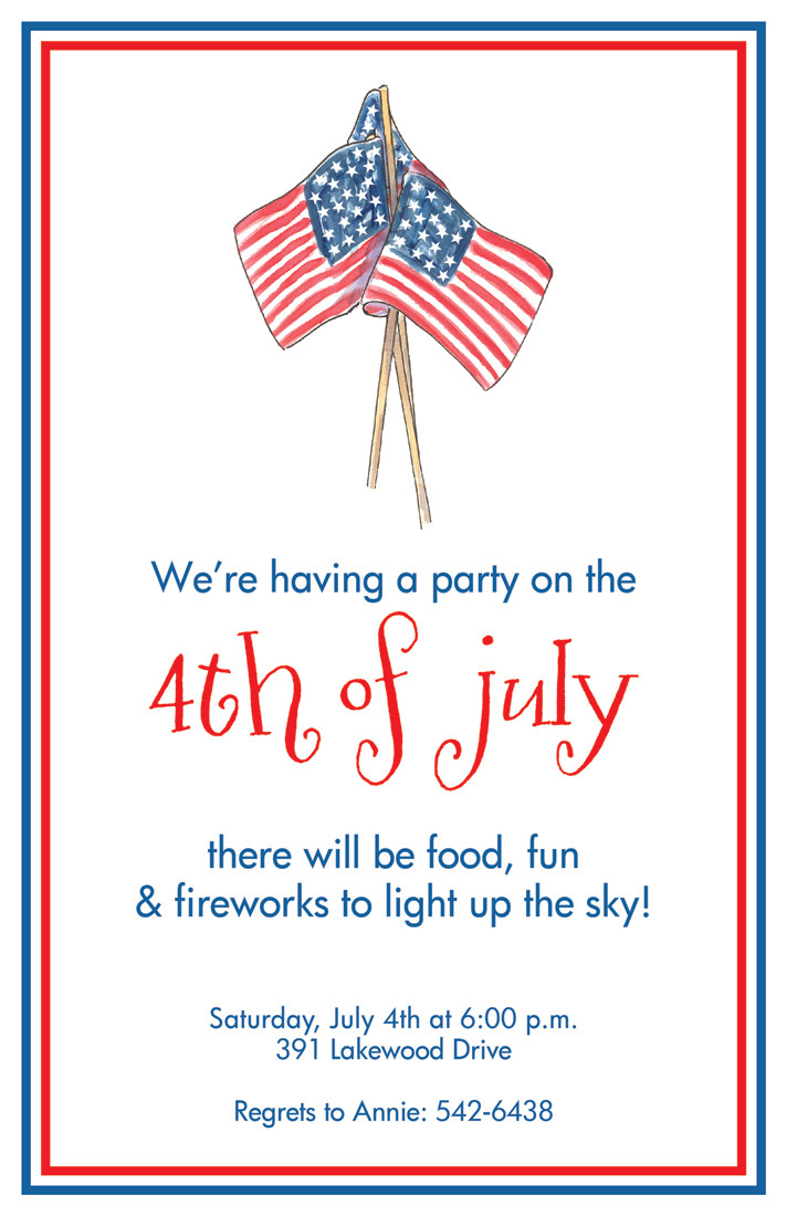 Traditional July American Flags Invitations