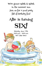 Snorkel Boy Pool Birthday Party Invitations