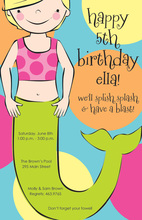 Blonde Hair Mermaid Kids Birthday Invitations