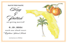 Pretty Florida Map Oranges Invitation