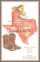 Pretty Texas Map Cowboy Boots Invitation