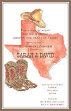Pretty Texas Map Cowboy Boots Invitation