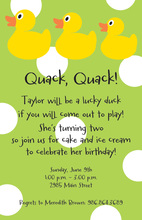 Rubber Ducky Red Chevron Photo Birthday Invitations