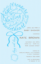 Teal Rattle Stamped Text Baby Shower Invitations