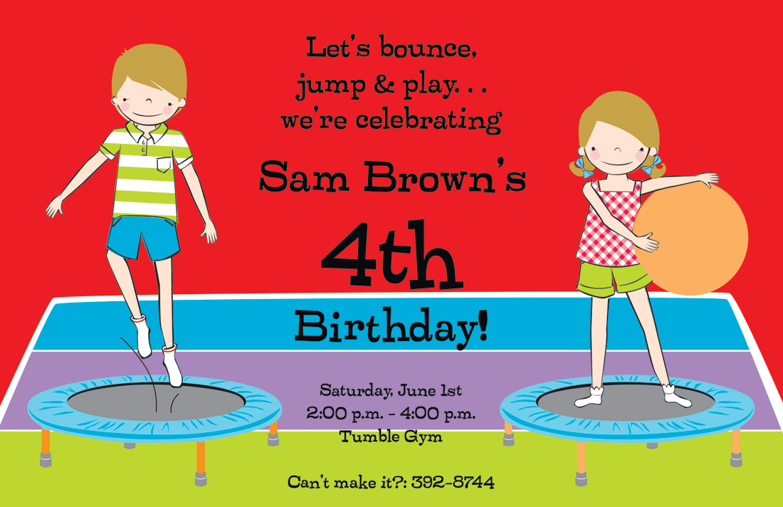 Kids Gym Party Invitations