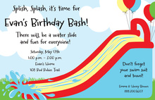 Blue Water Slide Birthday Party Invitations