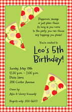 Traditional Pizza Party Oilcloth Banner Invitations