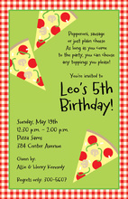 Eat Pizza Kids Birthday Invitations