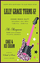 Pink Electric Guitar Superstar Invitations