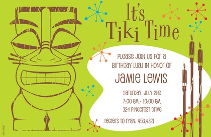 Sky Blue Hawaiian Tiki Time Invitations