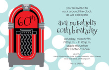 Red Juke Box Polka Dots Music Invitations