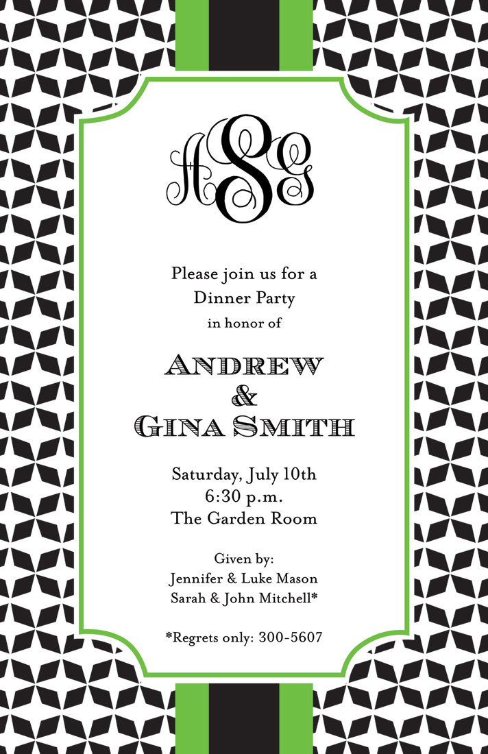 Classy Grand Green Tile Pattern Invitation