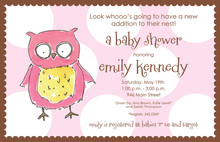 Sleepy Owl In Polka Dots Pink Invitations