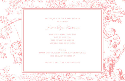 Toile Pink Thank You Cards