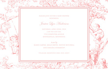 Delightful Toile Pink Girl Baby Shower Invitations