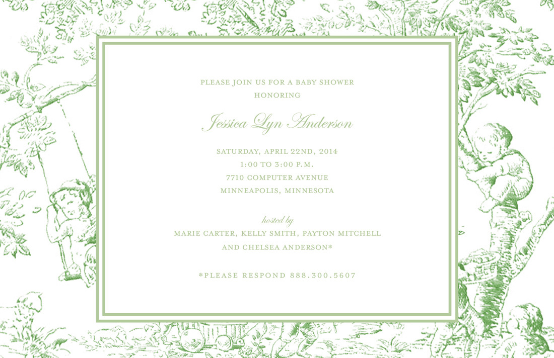 Toile De Jouy Baby Shower Invitation Baby Shower Invitations 