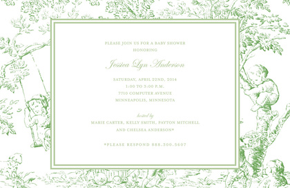 Exquisite Blue Toile Boy Baby Shower Invitations
