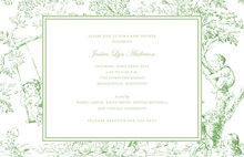 Inspiring Toile Green Baby Shower Invitations