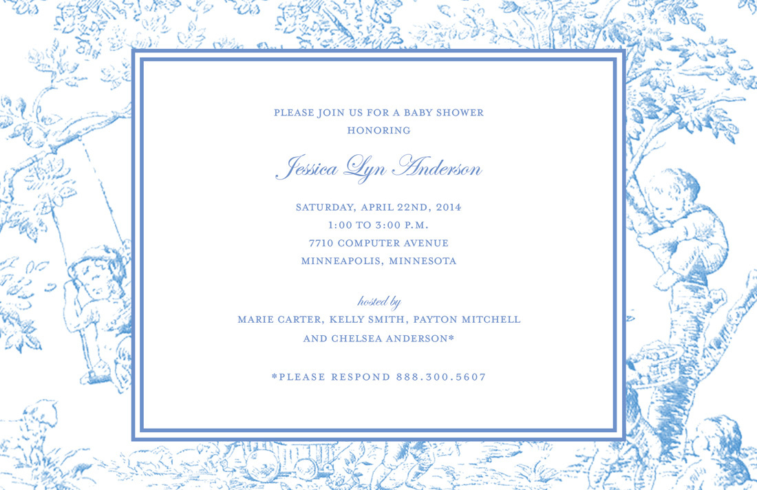 Toile De Jouy Baby Shower Invitation Baby Shower Invitations 