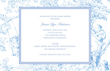 Aqua Flowers Filigree Frame Baby Shower Invitations