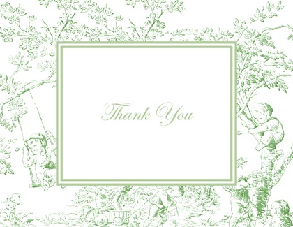 Toile Pink Thank You Cards