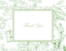 Toile Green Thank You Cards