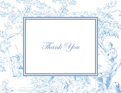 Toile Green Thank You Cards