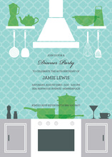 Aqua Stock the Kitchen Bridal Shower Invitations