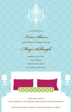 Contrasting Aqua Linens Bridal Shower Invitations