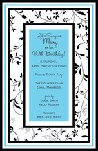 Charming Turquoise Floral Party Invitations