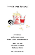 Ticket Cinema Movie Popcorn Invitations