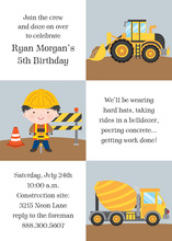 Orange Dump Truck Chevrons Photo Birthday Invitations