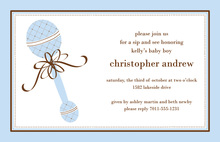 Blue Rattle Brown Bow Invitation